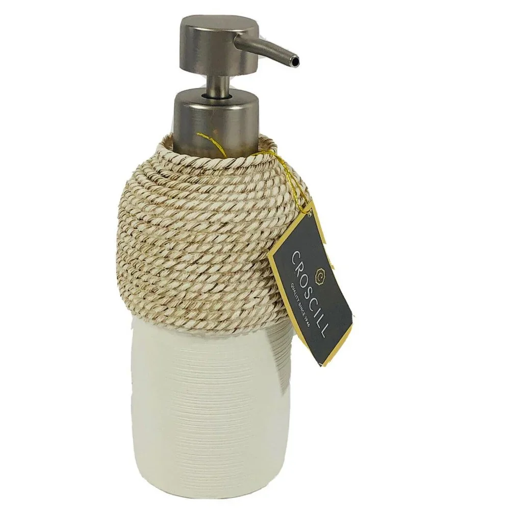 Croscill Coastal Stripe Bathroom Accessory Set Soap Lotion Dispenser Dish New